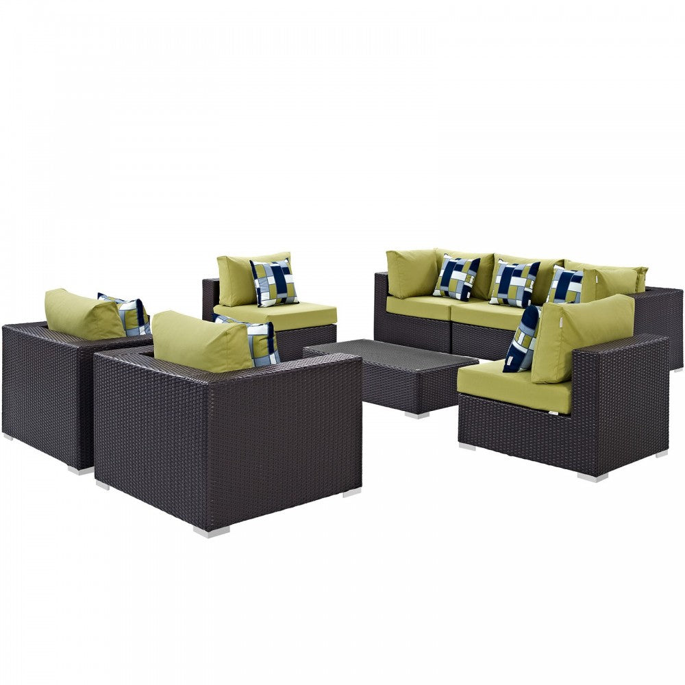 Convene 8 Piece Outdoor Patio Sectional Set, Espresso, EEI-2368-EXP-PER-SET
