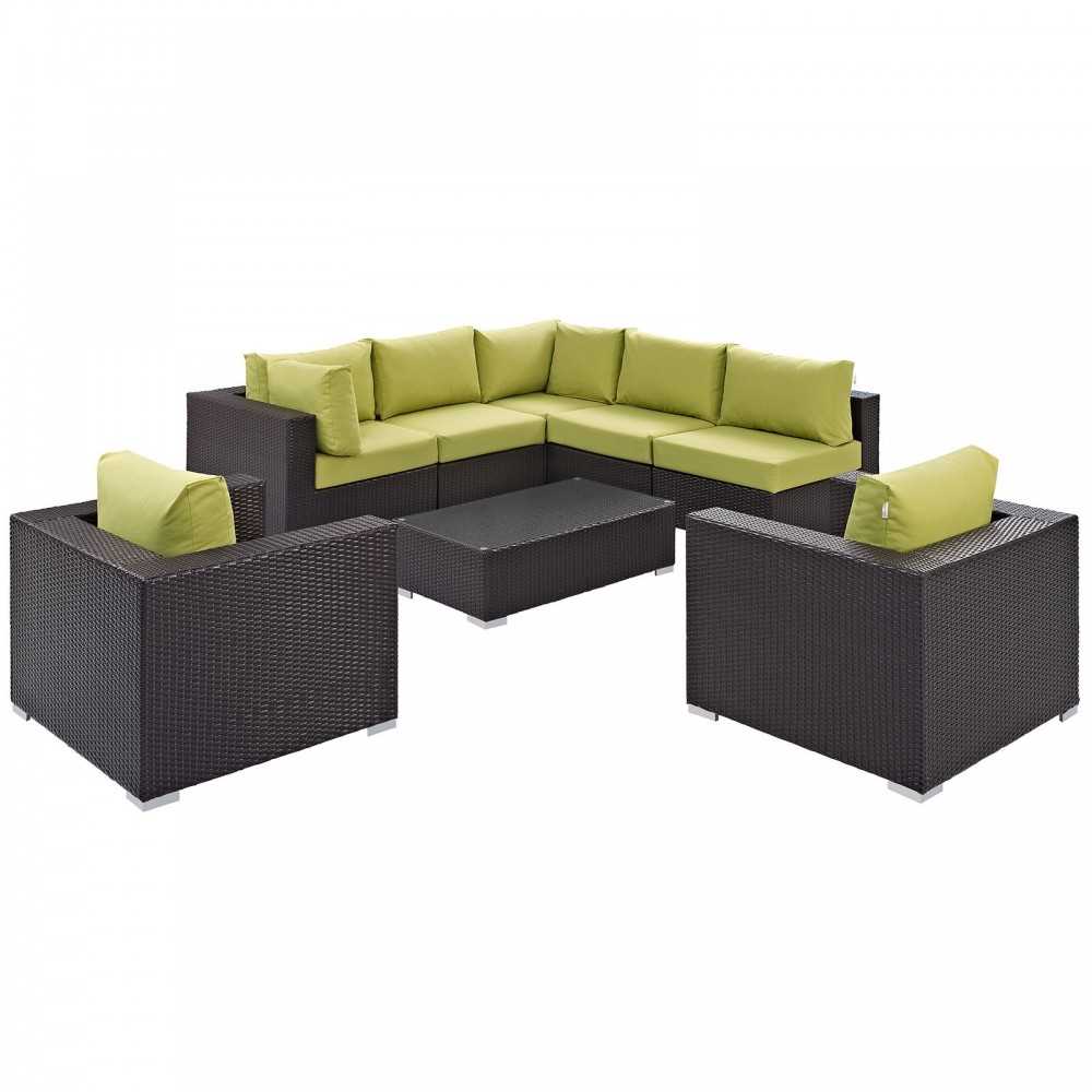 Convene 8 Piece Outdoor Patio Sectional Set, Espresso, EEI-2203-EXP-PER-SET