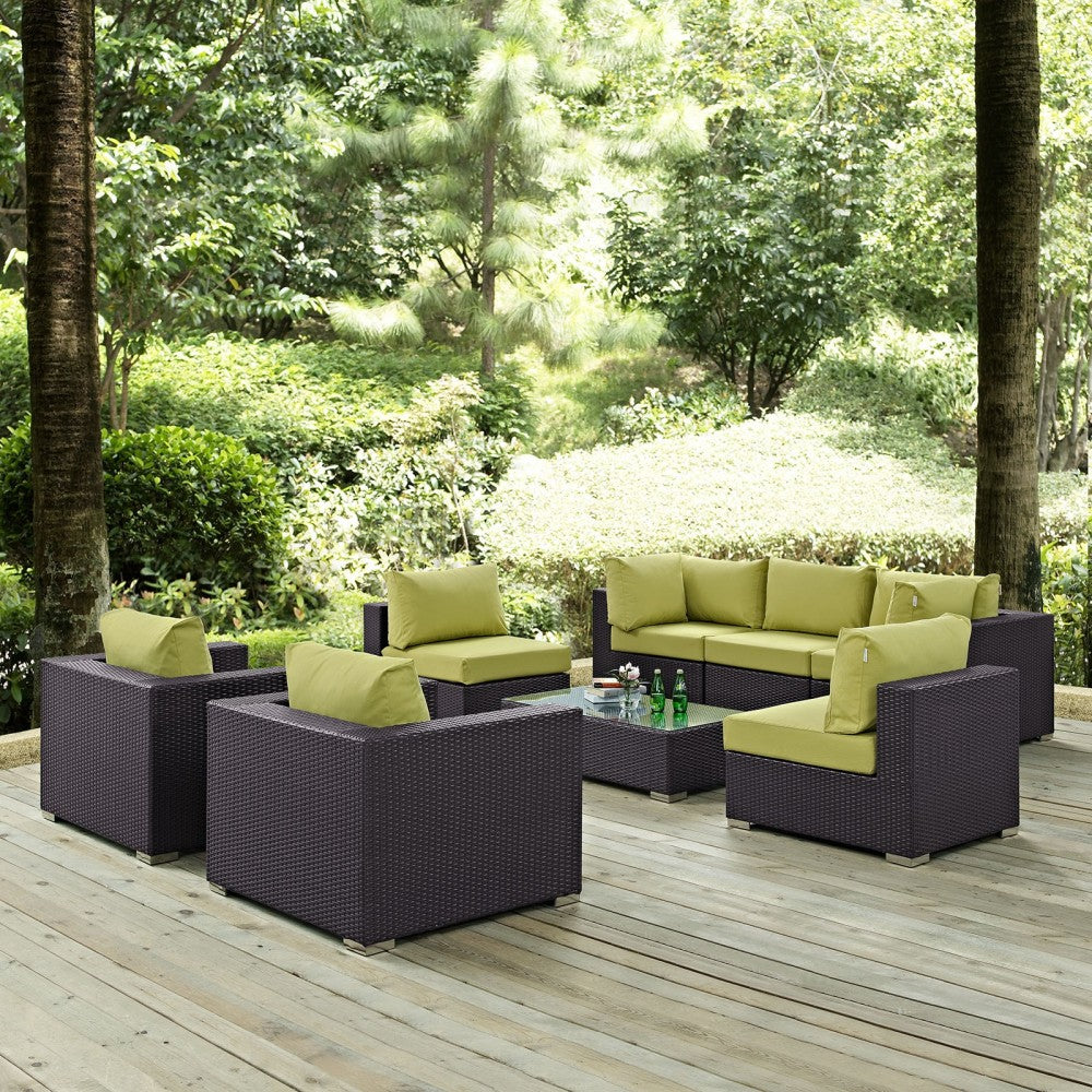 Convene 8 Piece Outdoor Patio Sectional Set, Espresso, EEI-2203-EXP-PER-SET