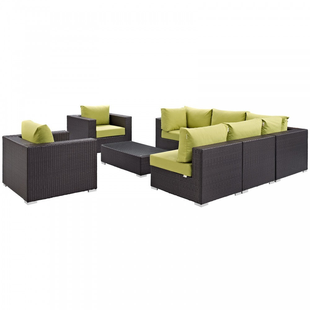 Convene 8 Piece Outdoor Patio Sectional Set, Espresso, EEI-2203-EXP-PER-SET