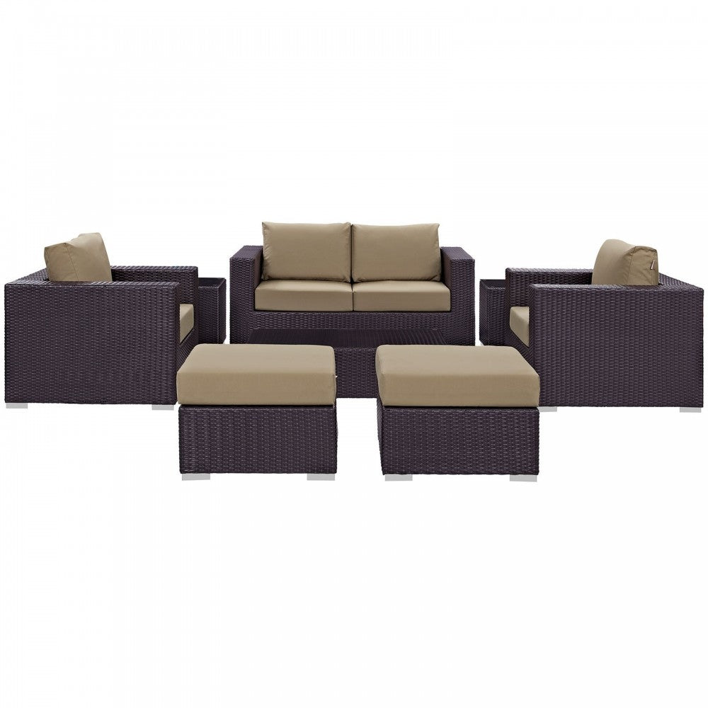 Convene 8 Piece Outdoor Patio Sofa Set, Espresso Mocha