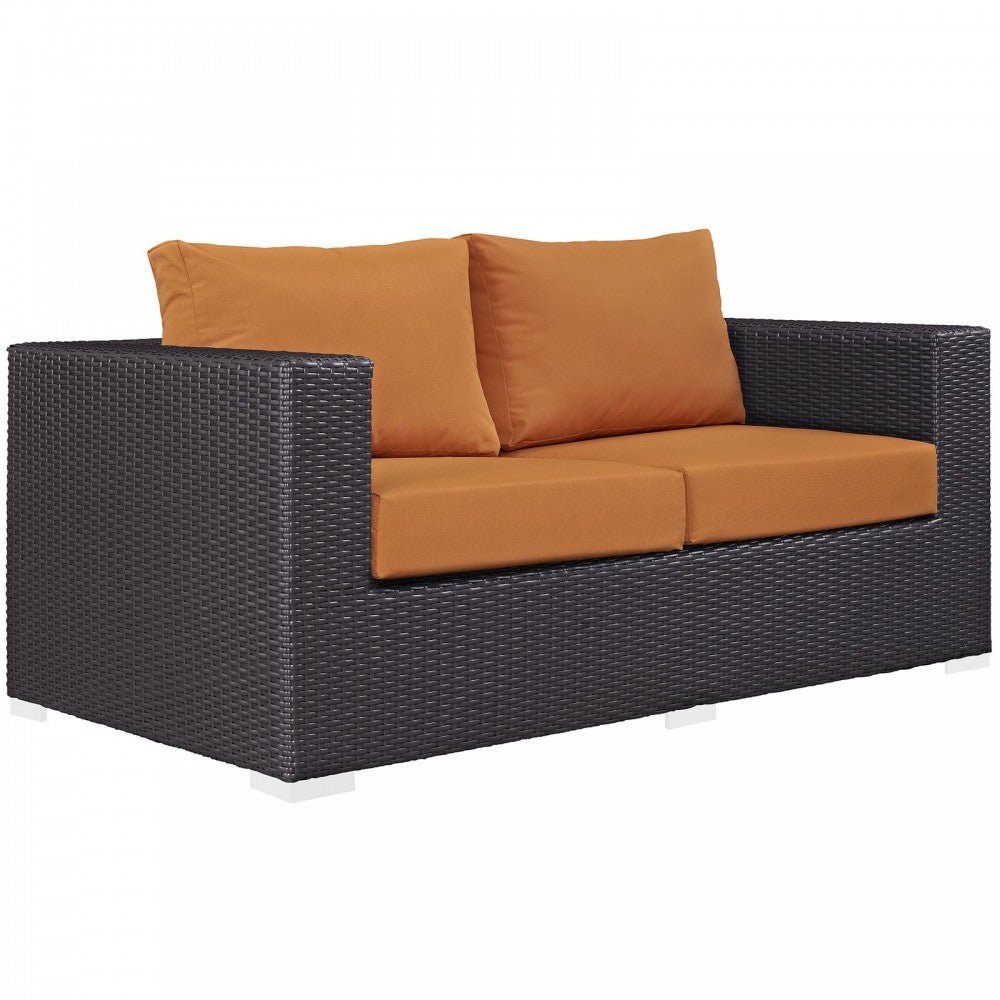 Convene 8 Piece Outdoor Patio Sofa Set, Espresso Orange