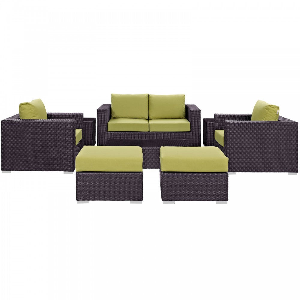 Convene 8 Piece Outdoor Patio Sofa Set, Espresso Peridot