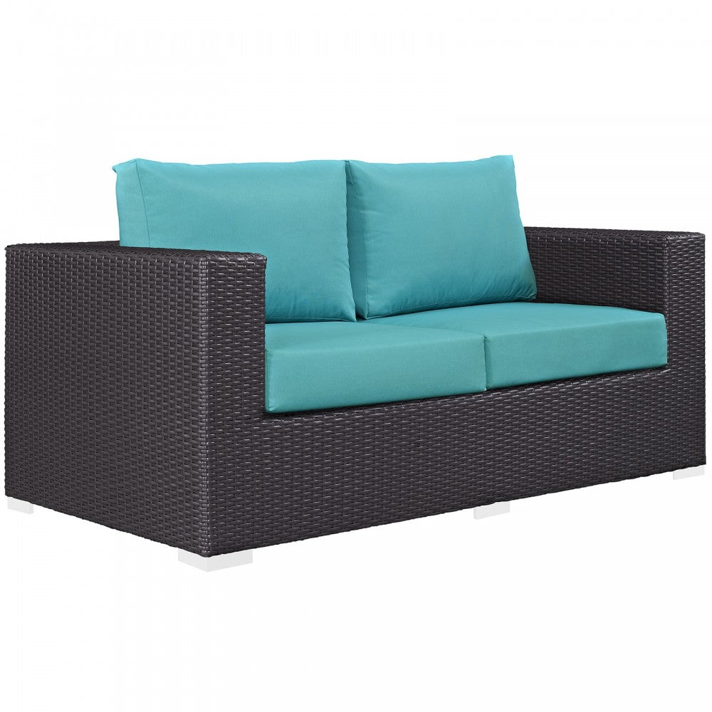 Convene 8 Piece Outdoor Patio Sofa Set, Espresso Turquoise