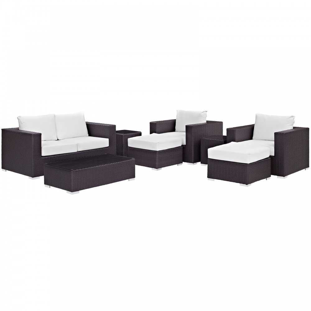 Convene 8 Piece Outdoor Patio Sofa Set, Espresso White