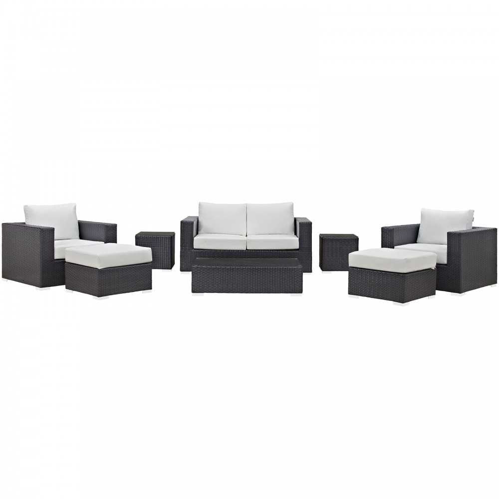 Convene 8 Piece Outdoor Patio Sofa Set, Espresso White