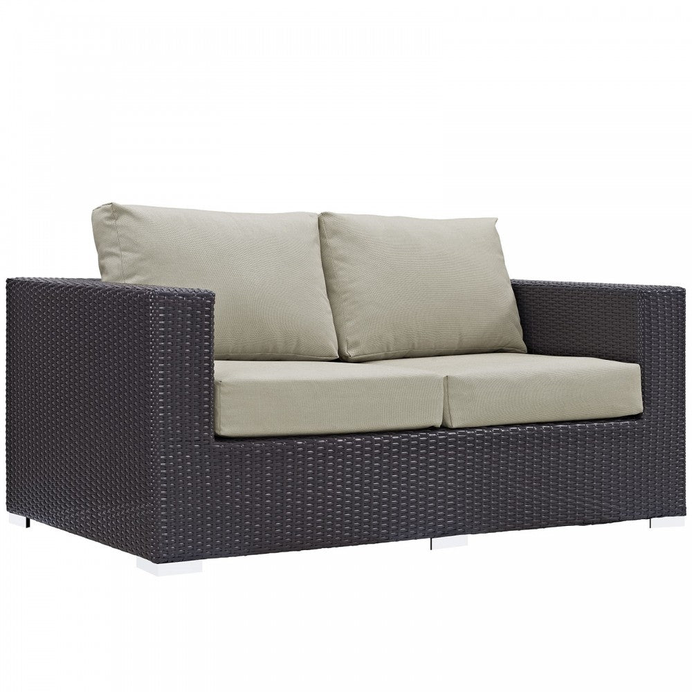 Convene 8 Piece Outdoor Patio Sofa Set, Espresso Beige