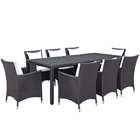 Convene 9 Piece Outdoor Patio Dining Set, Espresso White