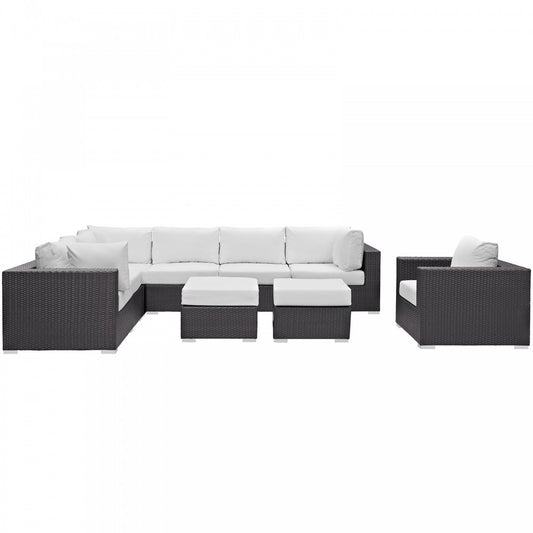 Convene 9 Piece Outdoor Patio Sectional Set, Espresso White