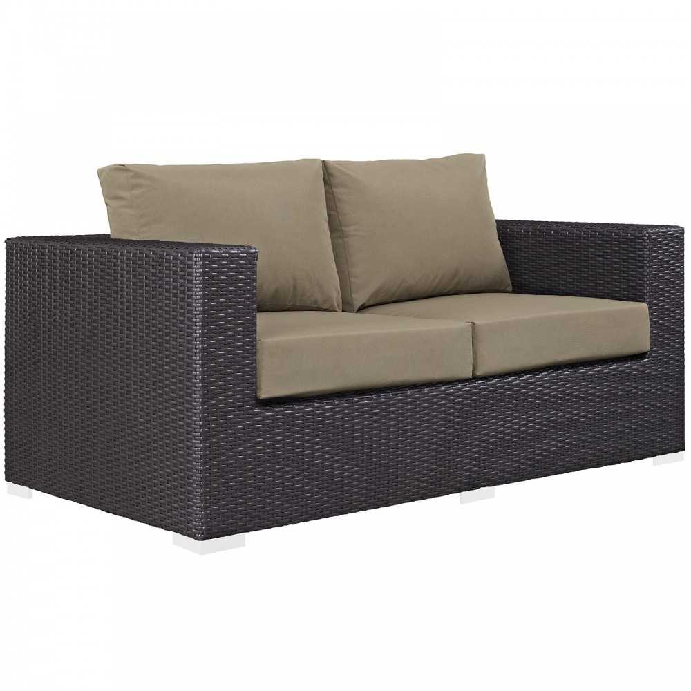 Convene 9 Piece Outdoor Patio Sofa Set, Espresso Mocha, EEI-2161-EXP-MOC-SET