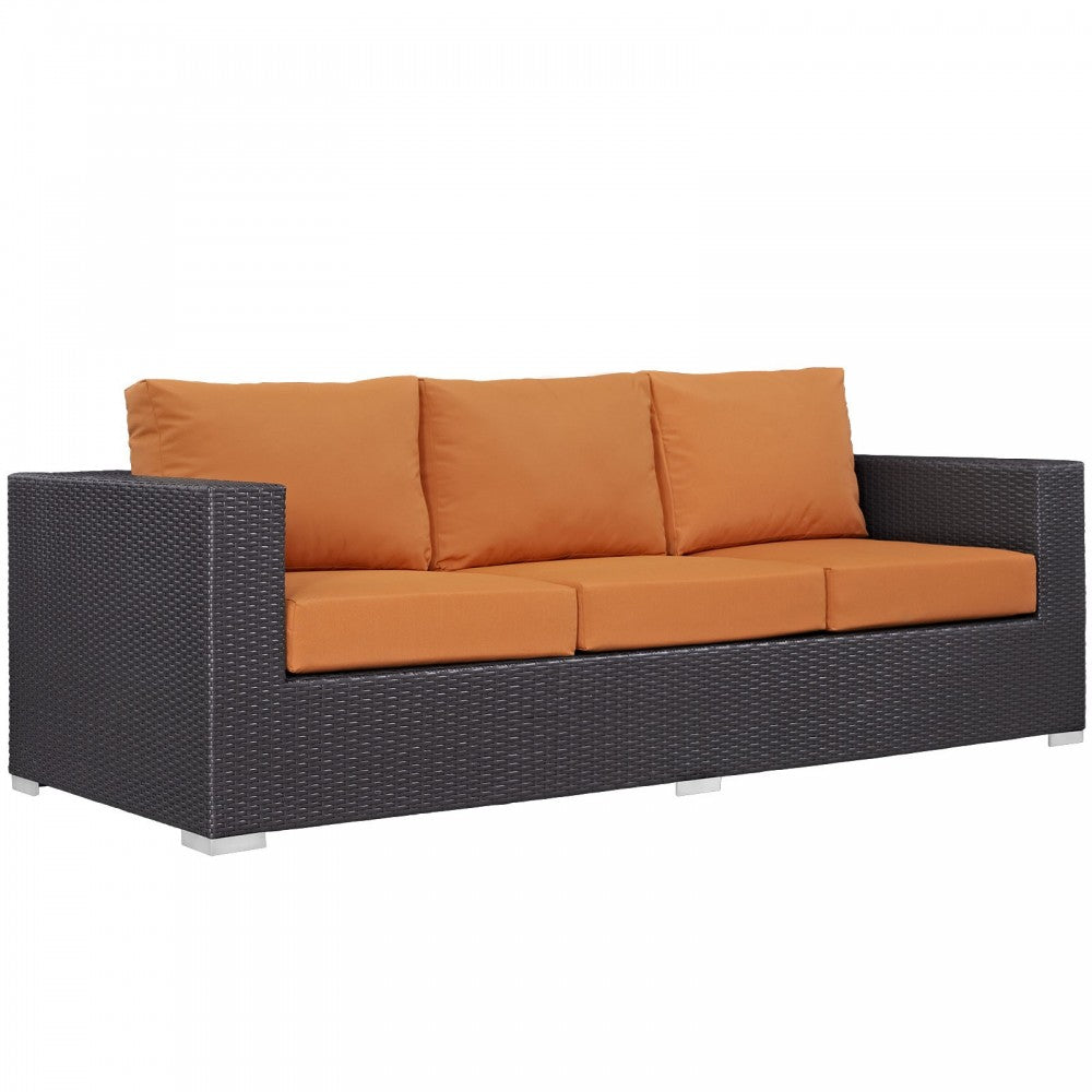 Convene 9 Piece Outdoor Patio Sofa Set, Espresso Orange, EEI-2161-EXP-ORA-SET