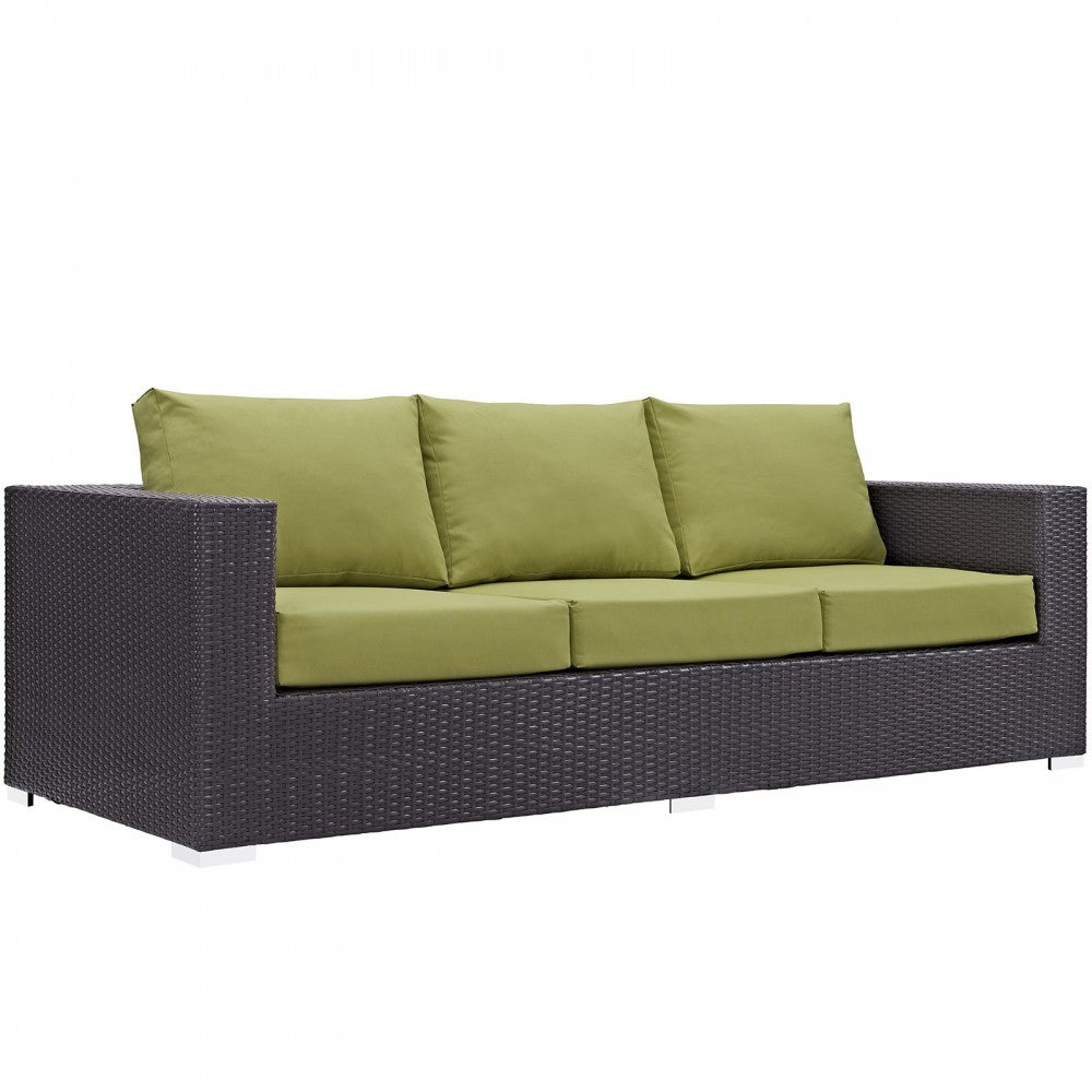 Convene 9 Piece Outdoor Patio Sofa Set, Espresso Peridot, EEI-2161-EXP-PER-SET