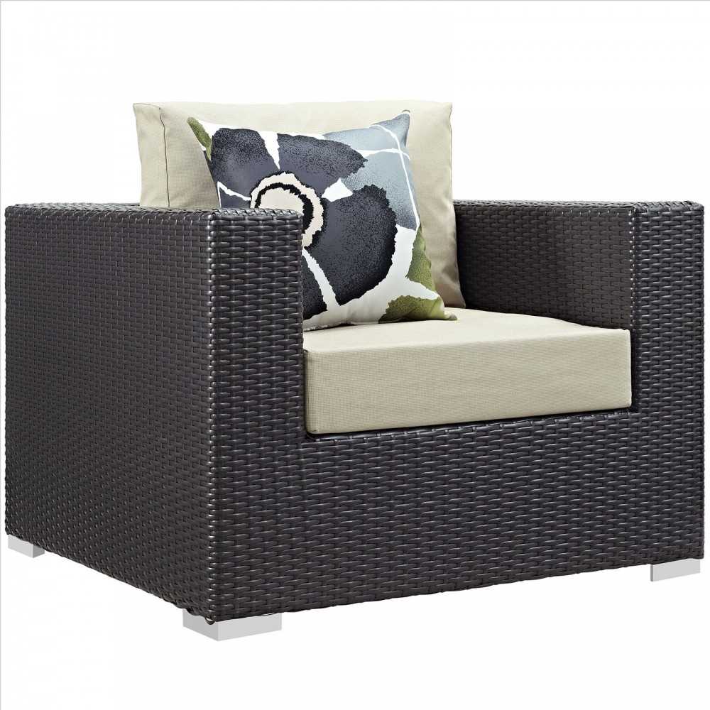 Convene 9 Piece Outdoor Patio Sofa Set, Espresso Beige, EEI-2354-EXP-BEI-SET