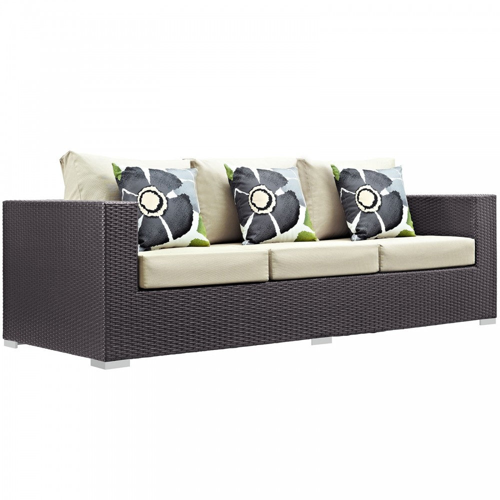 Convene 9 Piece Outdoor Patio Sofa Set, Espresso Beige, EEI-2354-EXP-BEI-SET