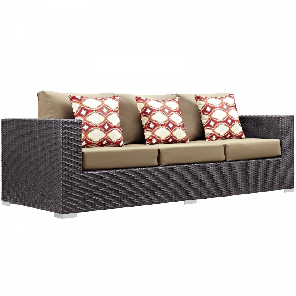 Convene 9 Piece Outdoor Patio Sofa Set, Espresso Mocha, EEI-2354-EXP-MOC-SET