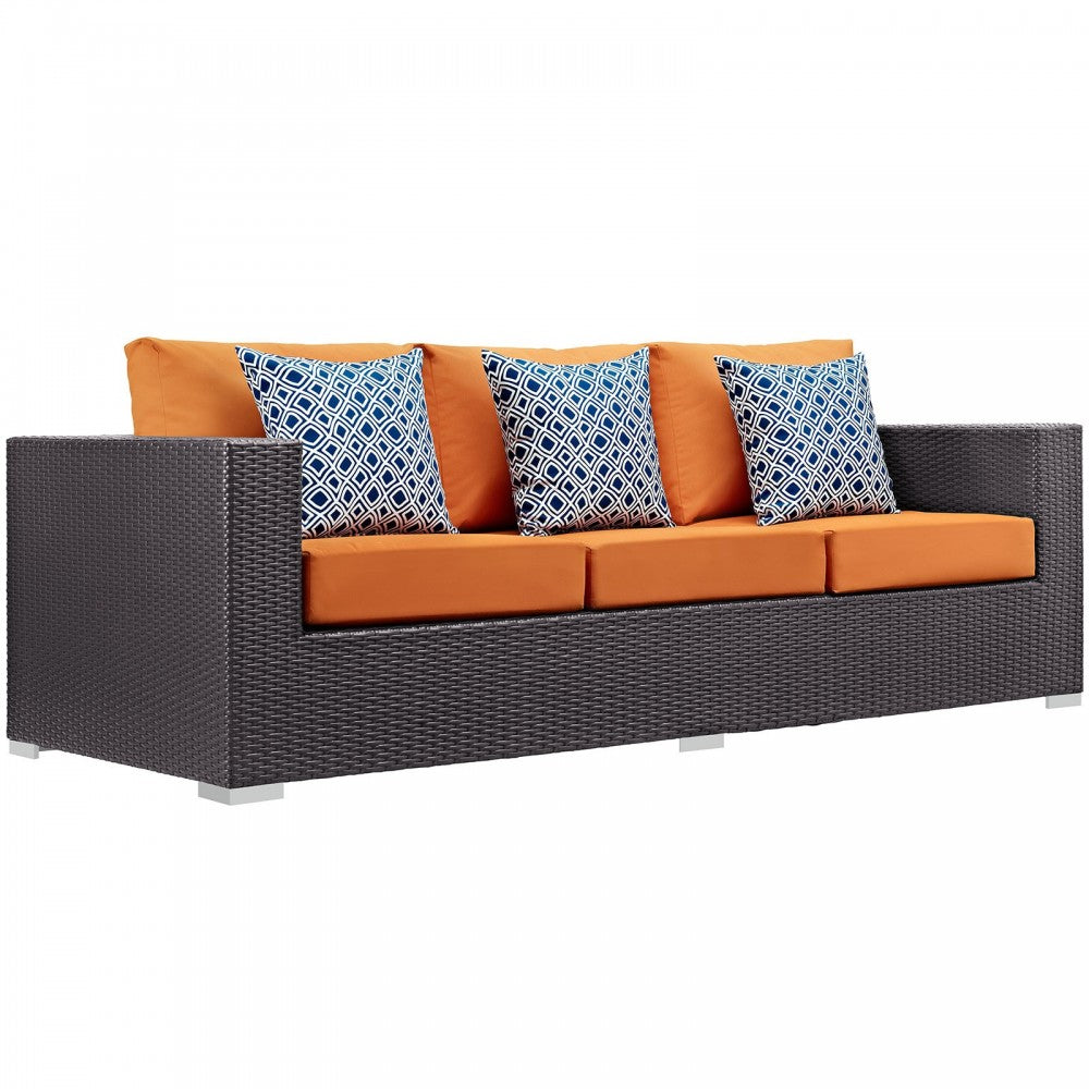 Convene 9 Piece Outdoor Patio Sofa Set, Espresso Orange, EEI-2354-EXP-ORA-SET