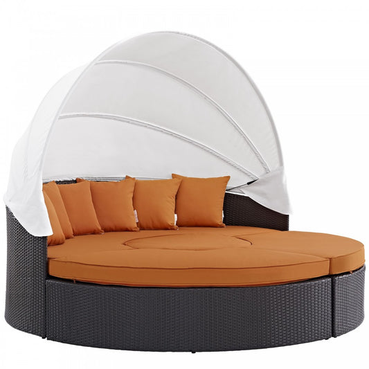 Convene Canopy Outdoor Patio Daybed, Espresso Orange, EEI-2173-EXP-ORA-SET