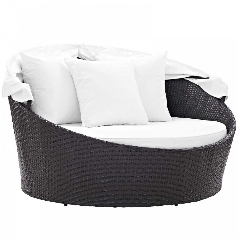 Convene Canopy Outdoor Patio Daybed, Espresso White, EEI-2175-EXP-WHI