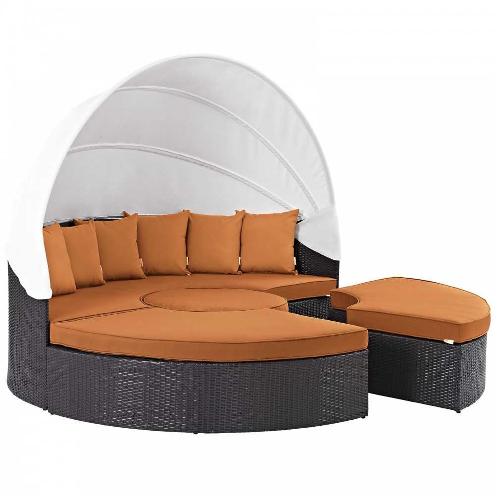 Convene Canopy Outdoor Patio Daybed, Espresso Orange, EEI-2173-EXP-ORA-SET