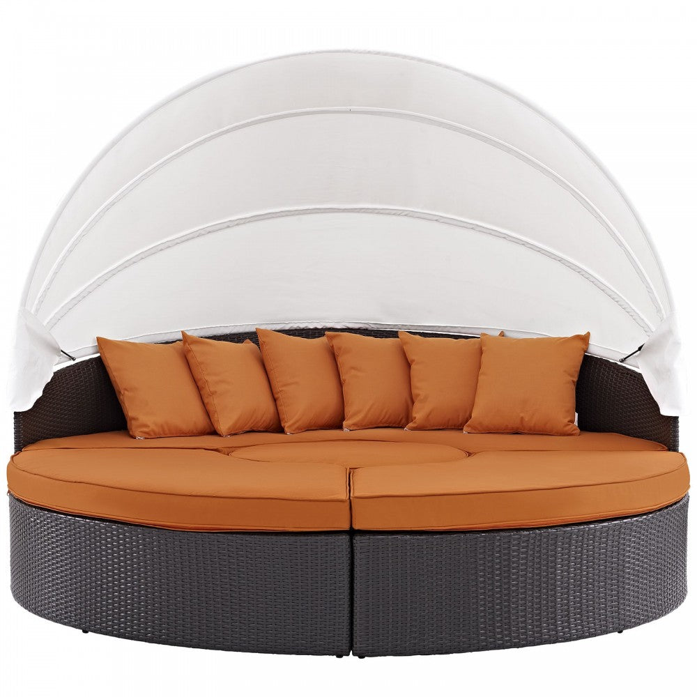 Convene Canopy Outdoor Patio Daybed, Espresso Orange, EEI-2173-EXP-ORA-SET