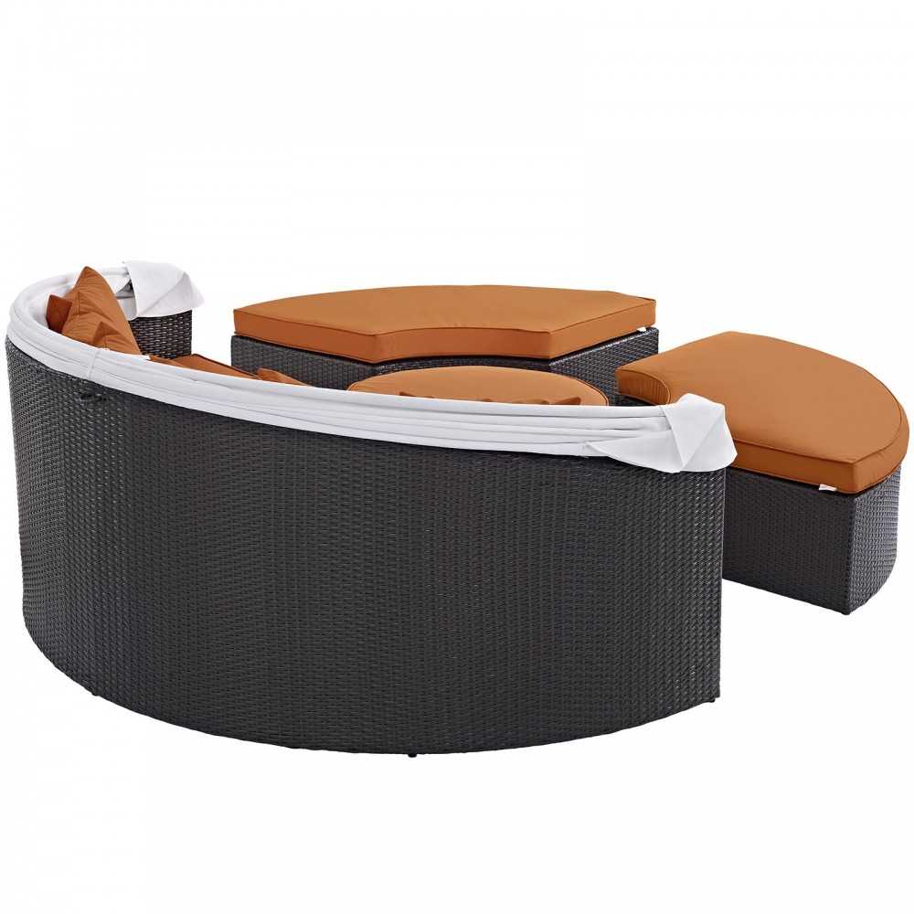 Convene Canopy Outdoor Patio Daybed, Espresso Orange, EEI-2173-EXP-ORA-SET