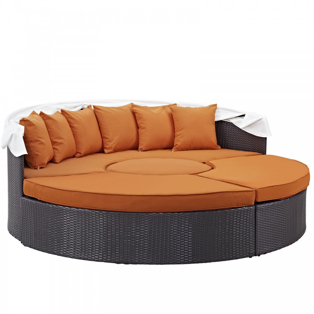 Convene Canopy Outdoor Patio Daybed, Espresso Orange, EEI-2173-EXP-ORA-SET