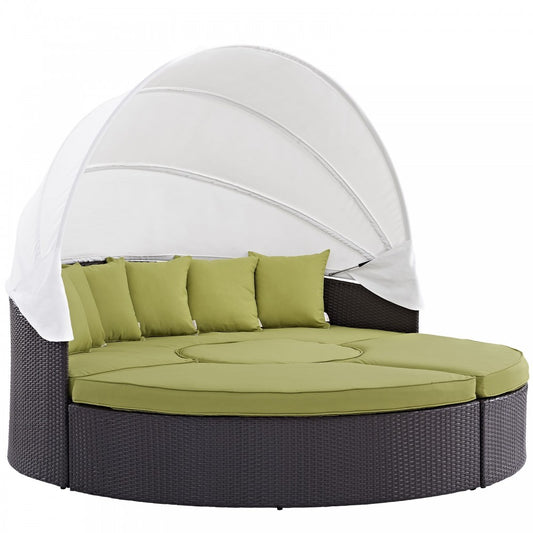 Convene Canopy Outdoor Patio Daybed, Espresso Peridot, EEI-2173-EXP-PER-SET