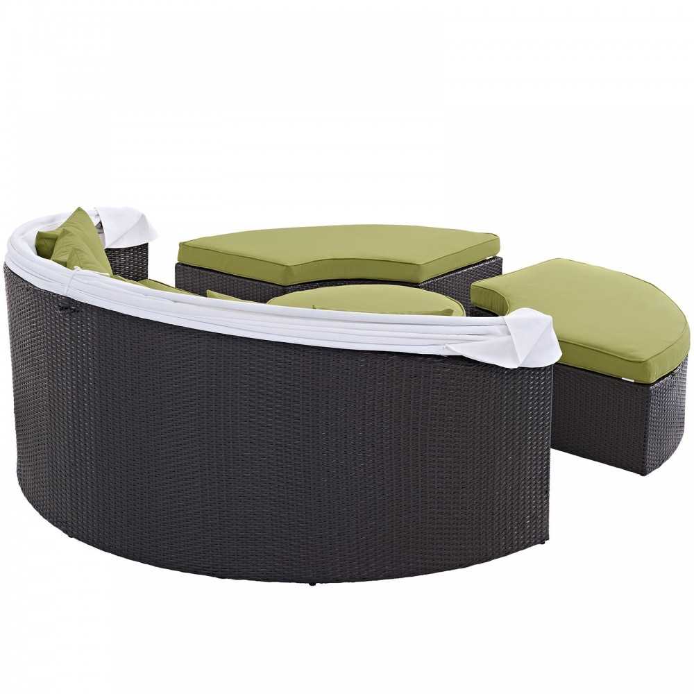 Convene Canopy Outdoor Patio Daybed, Espresso Peridot, EEI-2173-EXP-PER-SET