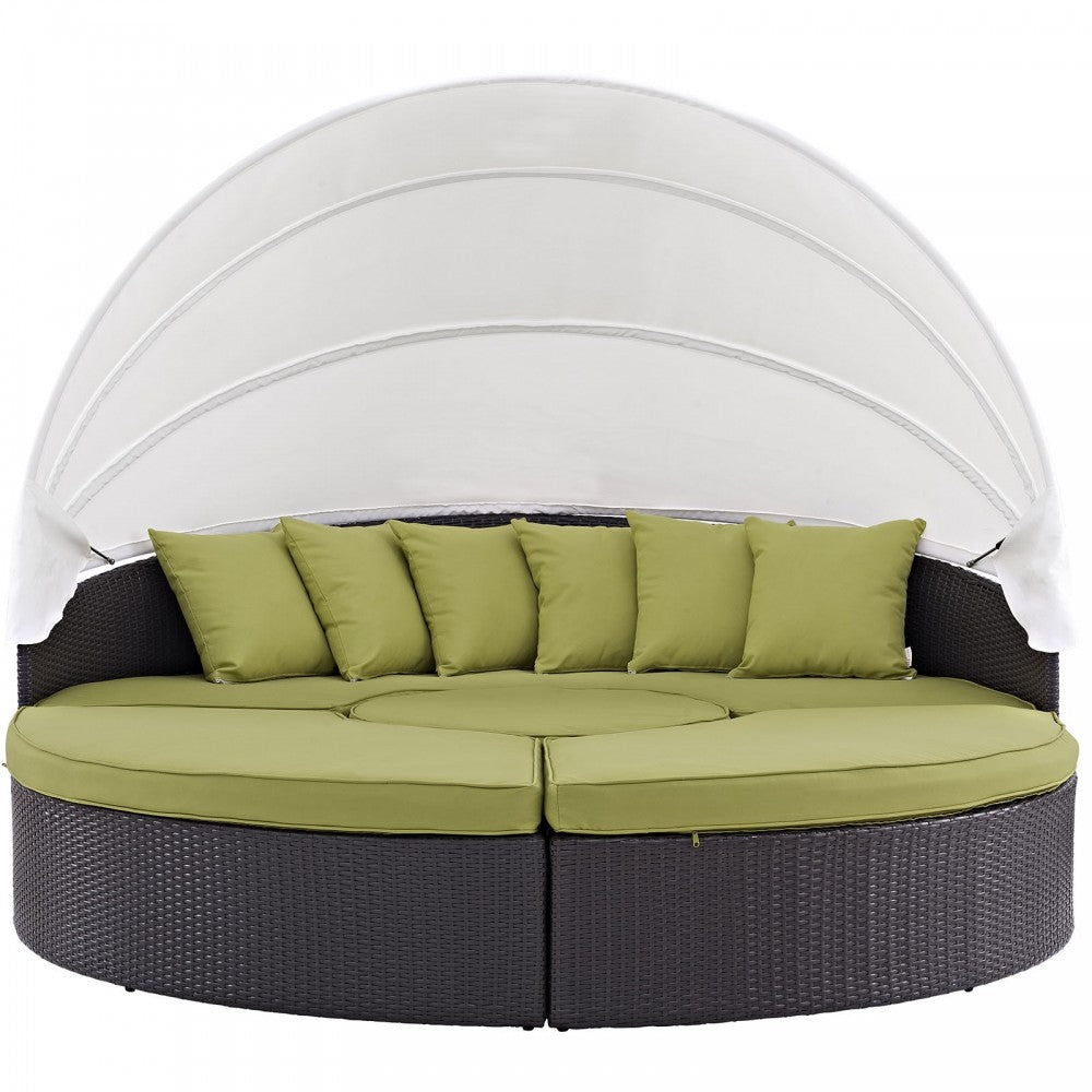 Convene Canopy Outdoor Patio Daybed, Espresso Peridot, EEI-2173-EXP-PER-SET