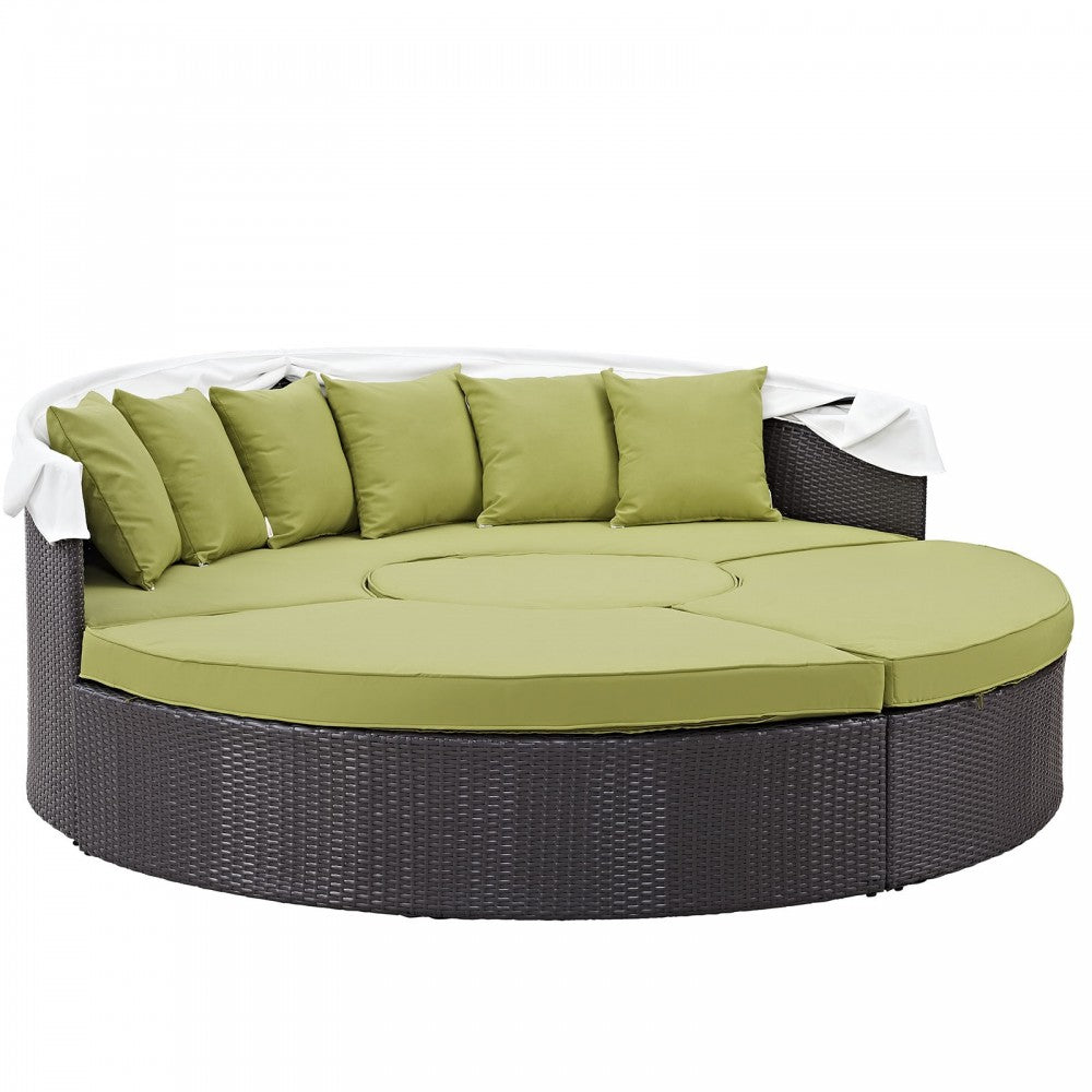 Convene Canopy Outdoor Patio Daybed, Espresso Peridot, EEI-2173-EXP-PER-SET