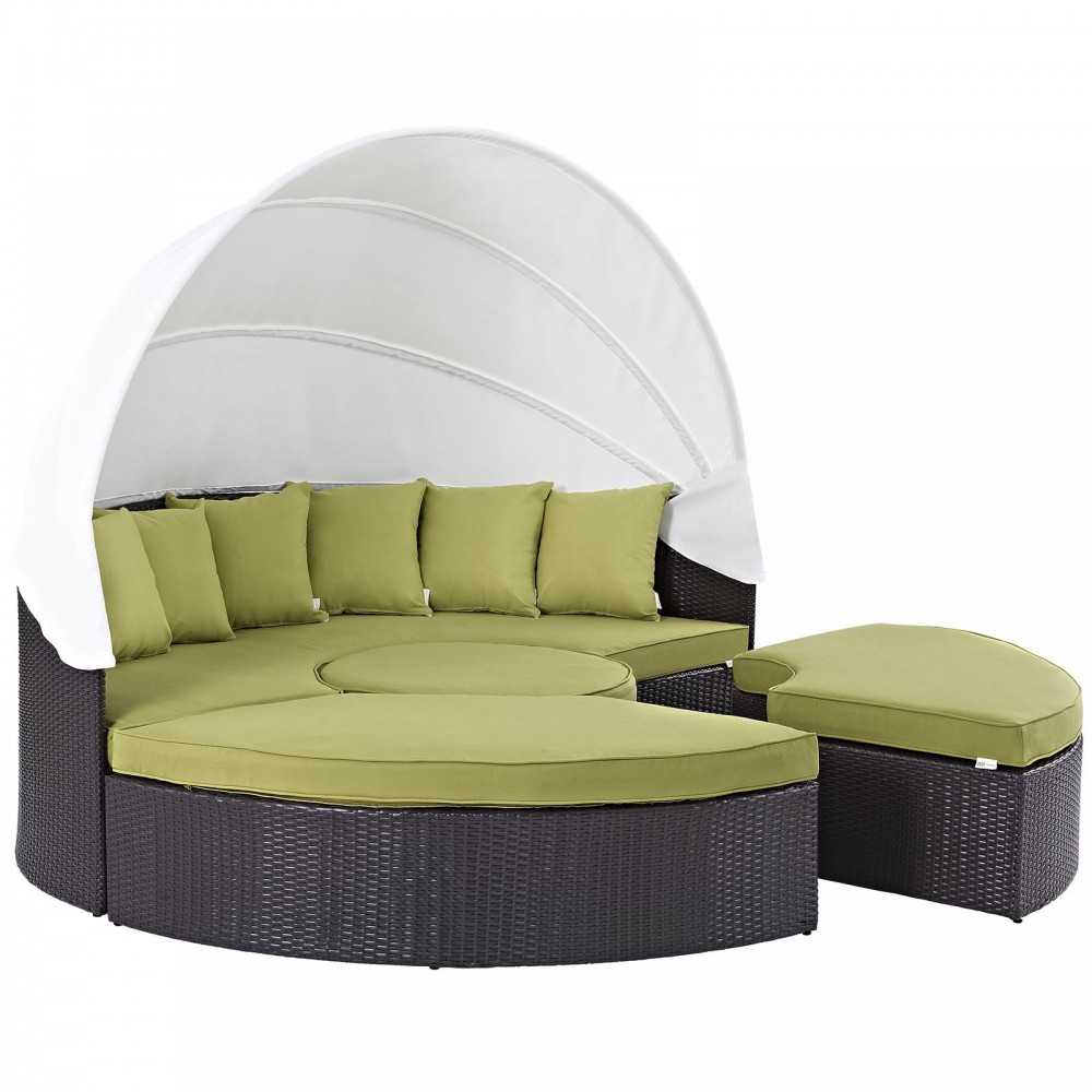 Convene Canopy Outdoor Patio Daybed, Espresso Peridot, EEI-2173-EXP-PER-SET