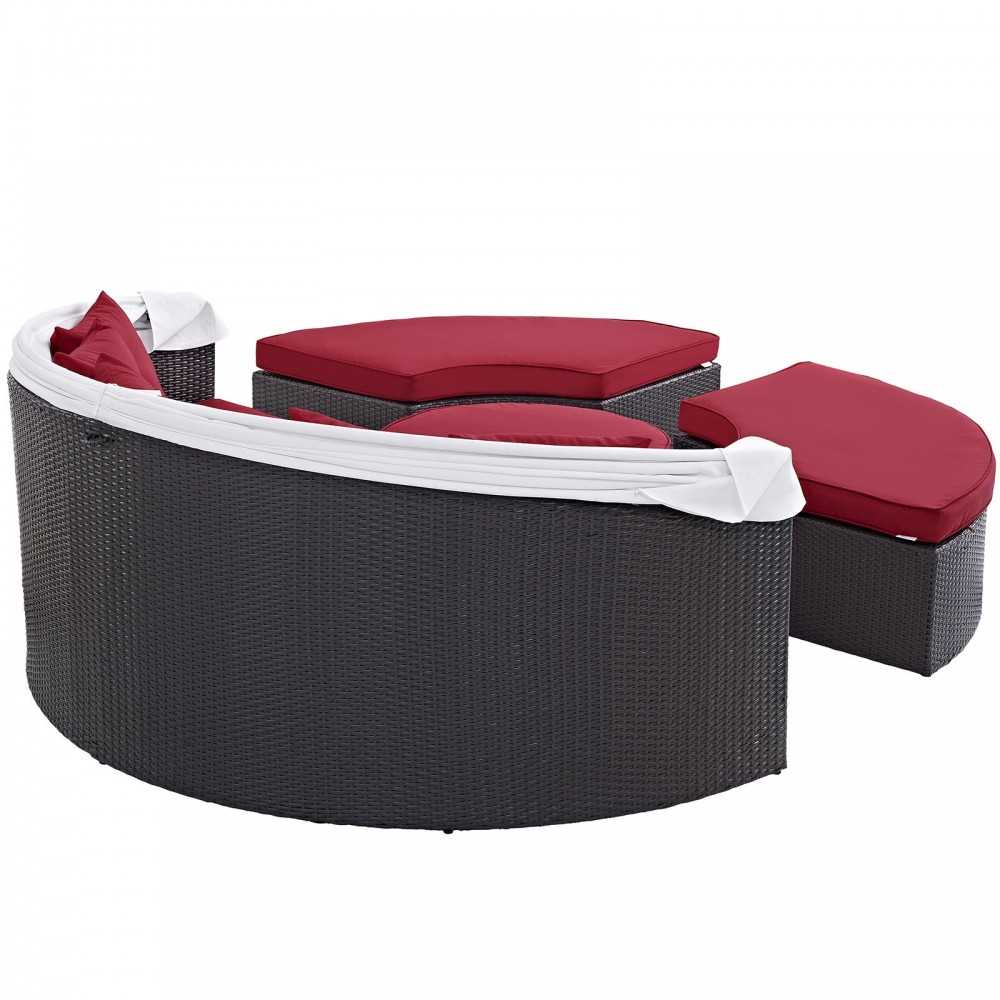 Convene Canopy Outdoor Patio Daybed, Espresso Red, EEI-2173-EXP-RED-SET
