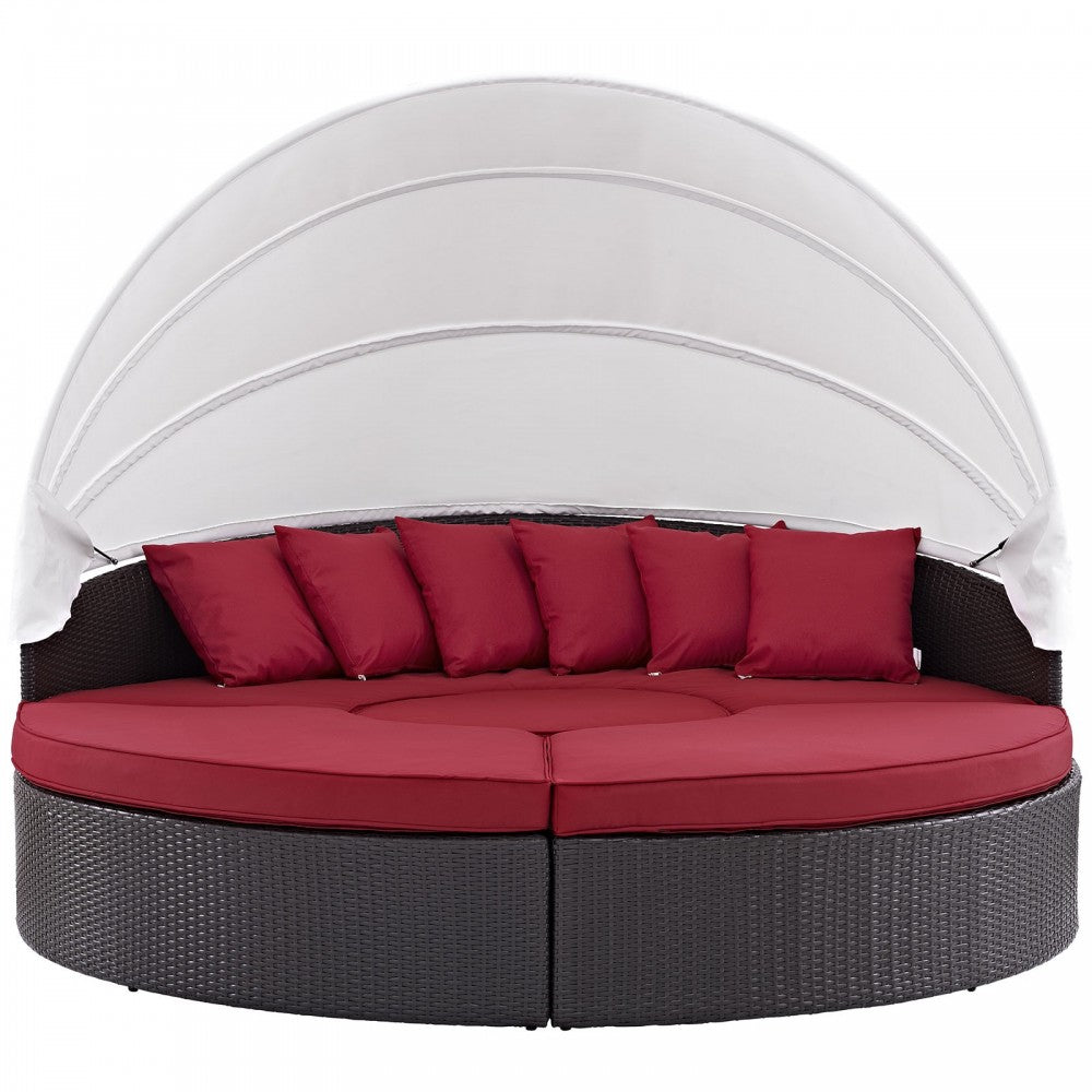 Convene Canopy Outdoor Patio Daybed, Espresso Red, EEI-2173-EXP-RED-SET