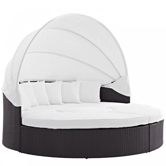 Convene Canopy Outdoor Patio Daybed, Espresso White, EEI-2173-EXP-WHI-SET