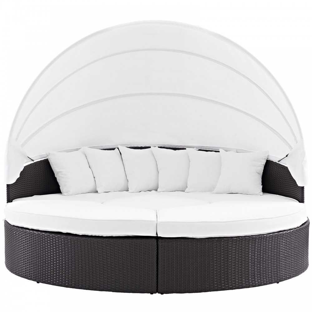 Convene Canopy Outdoor Patio Daybed, Espresso White, EEI-2173-EXP-WHI-SET