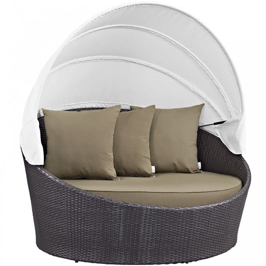 Convene Canopy Outdoor Patio Daybed, Espresso Mocha, EEI-2175-EXP-MOC