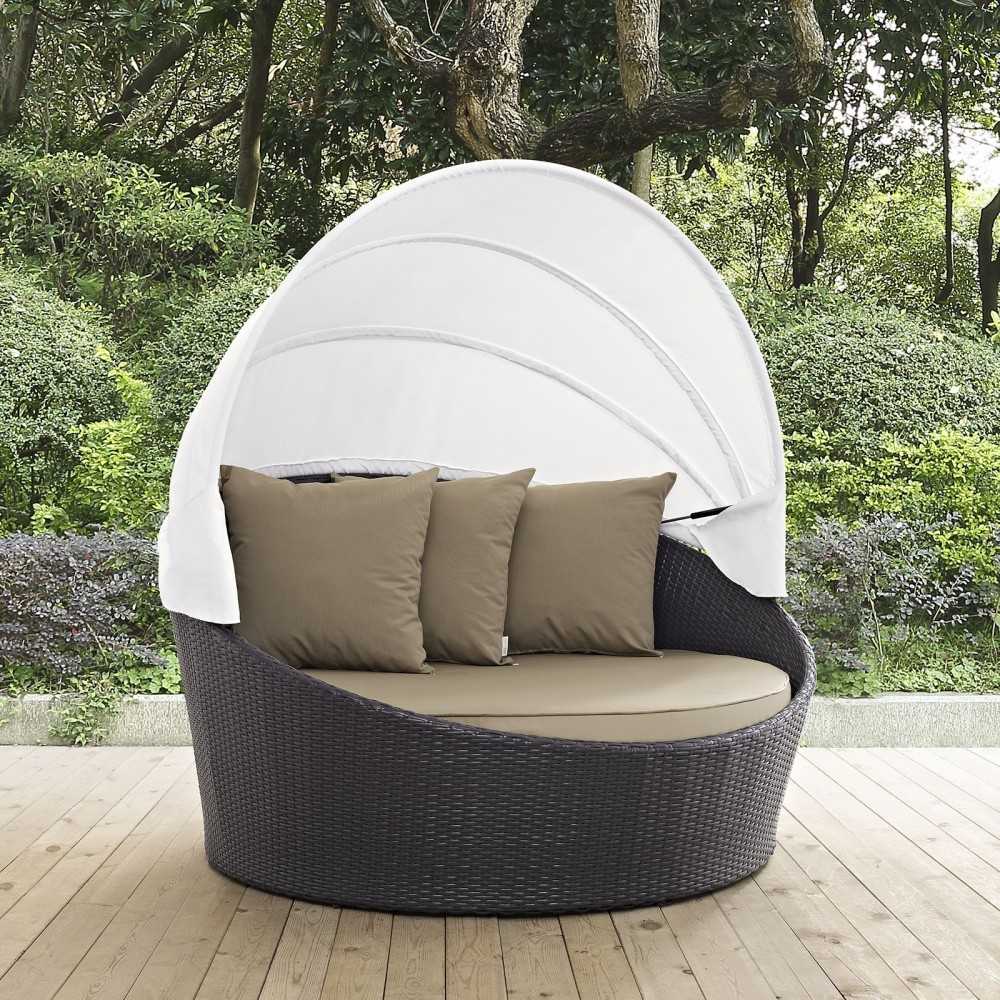 Convene Canopy Outdoor Patio Daybed, Espresso Mocha, EEI-2175-EXP-MOC