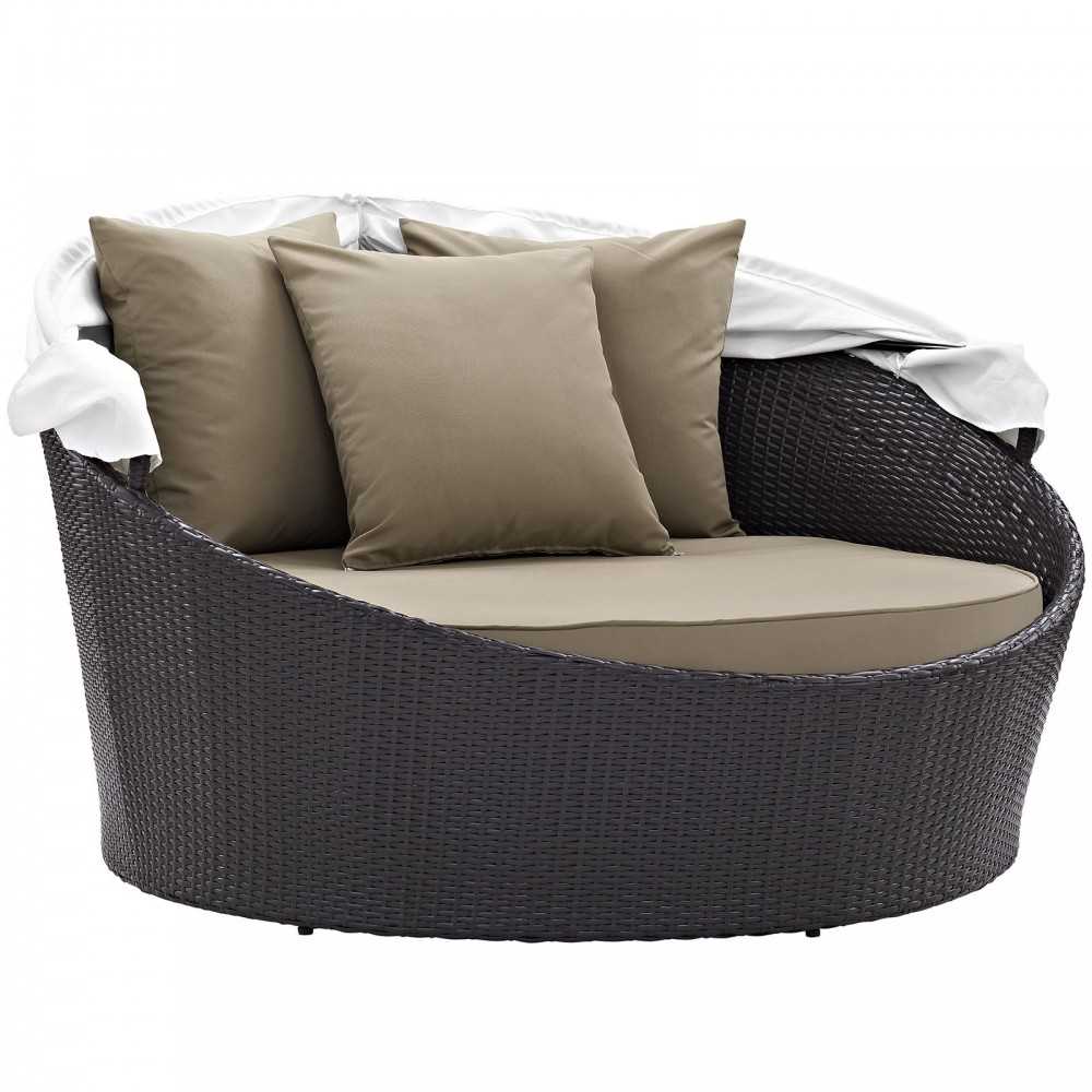 Convene Canopy Outdoor Patio Daybed, Espresso Mocha, EEI-2175-EXP-MOC