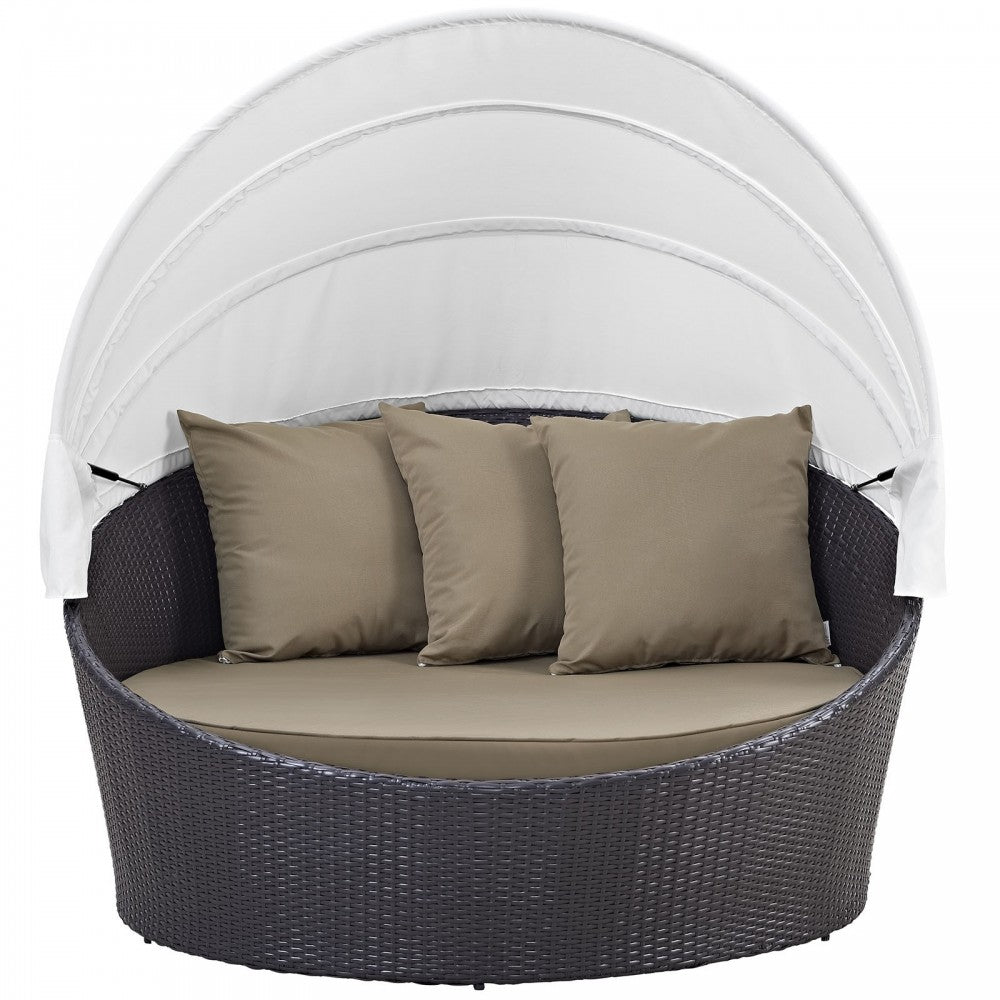 Convene Canopy Outdoor Patio Daybed, Espresso Mocha, EEI-2175-EXP-MOC