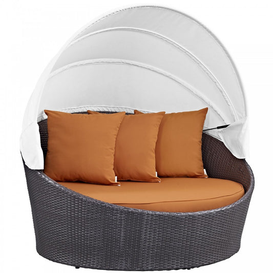 Convene Canopy Outdoor Patio Daybed, Espresso Orange, EEI-2175-EXP-ORA