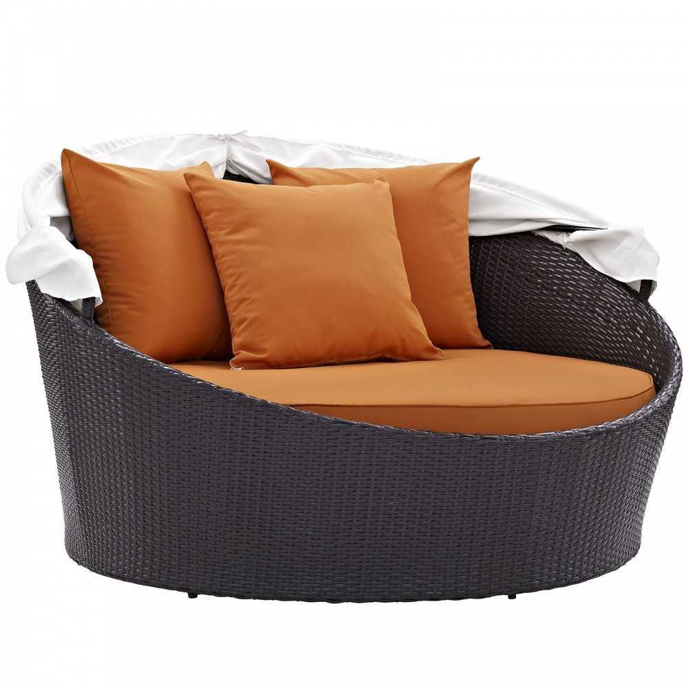 Convene Canopy Outdoor Patio Daybed, Espresso Orange, EEI-2175-EXP-ORA