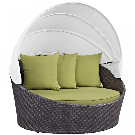 Convene Canopy Outdoor Patio Daybed, Espresso Peridot, EEI-2175-EXP-PER