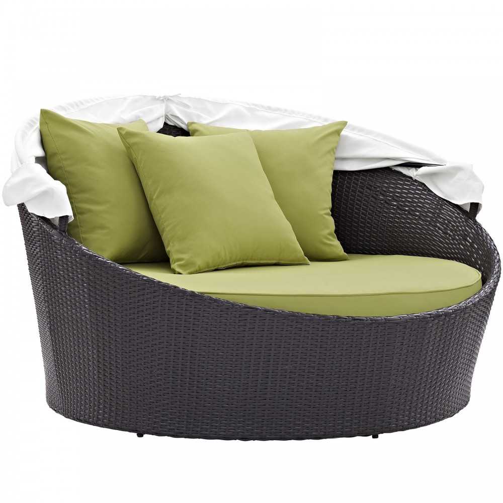 Convene Canopy Outdoor Patio Daybed, Espresso Peridot, EEI-2175-EXP-PER