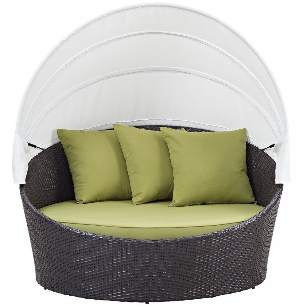 Convene Canopy Outdoor Patio Daybed, Espresso Peridot, EEI-2175-EXP-PER