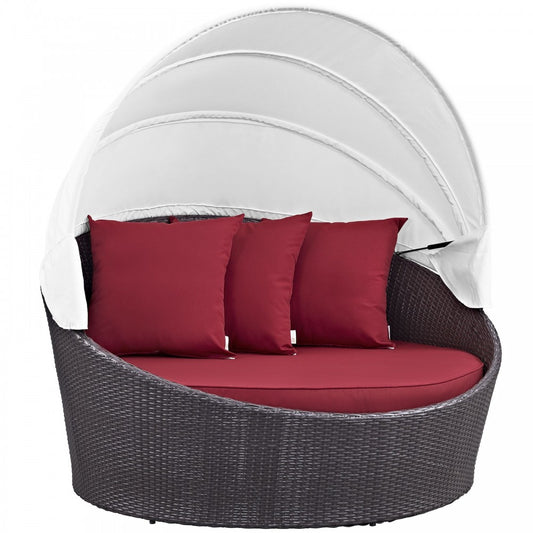 Convene Canopy Outdoor Patio Daybed, Espresso Red, EEI-2175-EXP-RED