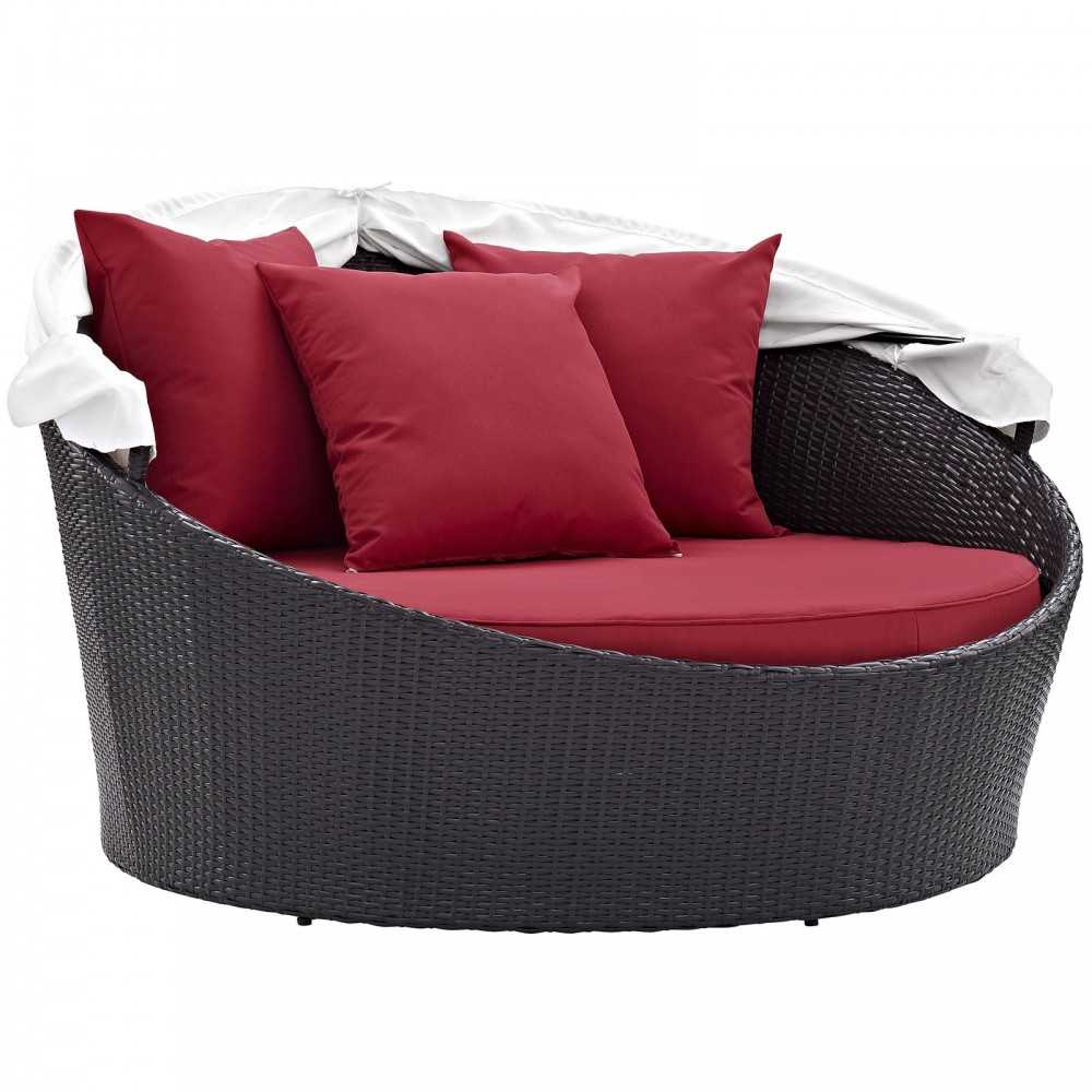 Convene Canopy Outdoor Patio Daybed, Espresso Red, EEI-2175-EXP-RED