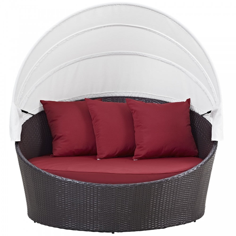 Convene Canopy Outdoor Patio Daybed, Espresso Red, EEI-2175-EXP-RED
