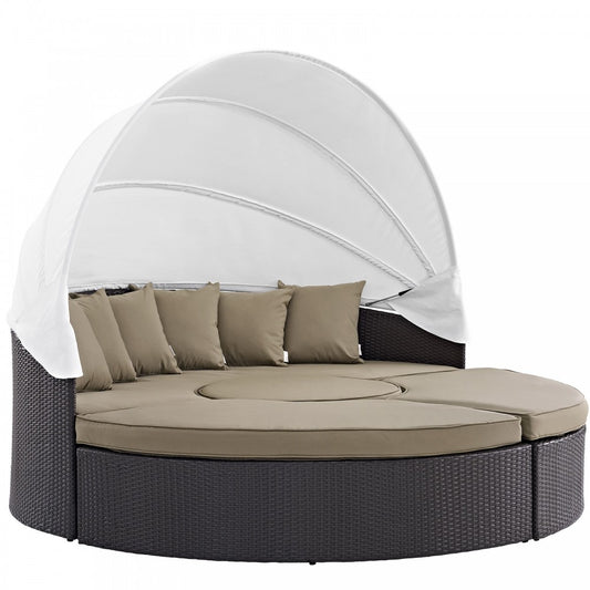 Convene Canopy Outdoor Patio Daybed, Espresso Mocha, EEI-2173-EXP-MOC-SET