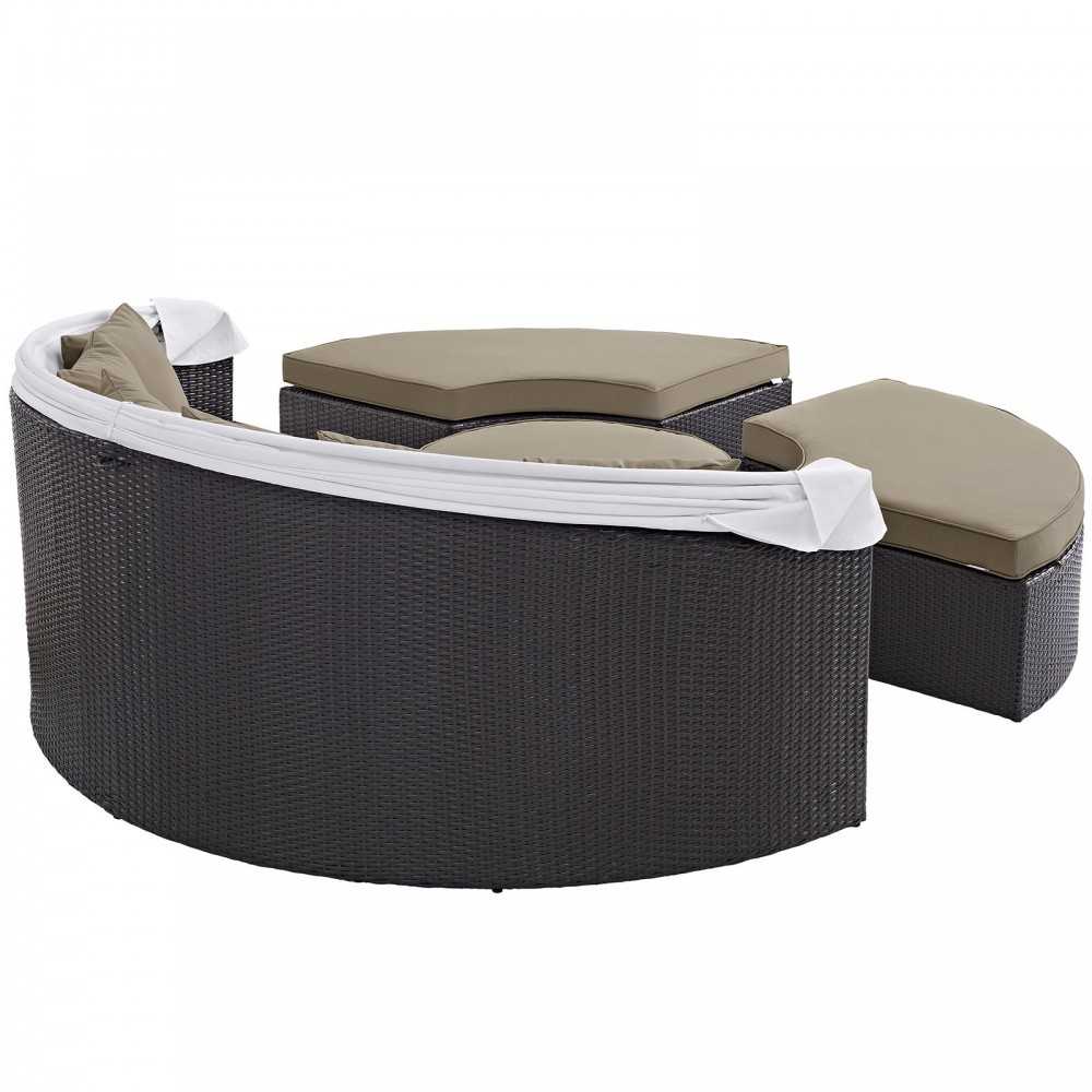 Convene Canopy Outdoor Patio Daybed, Espresso Mocha, EEI-2173-EXP-MOC-SET