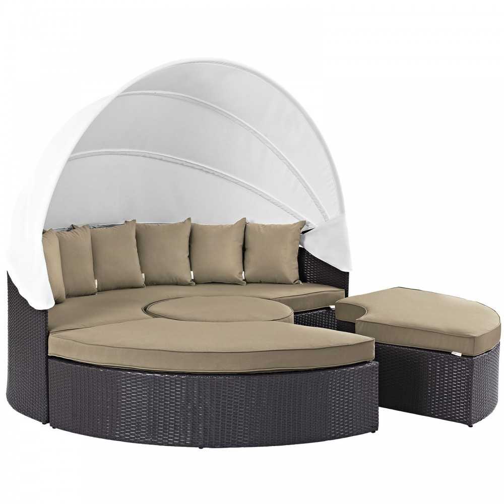 Convene Canopy Outdoor Patio Daybed, Espresso Mocha, EEI-2173-EXP-MOC-SET